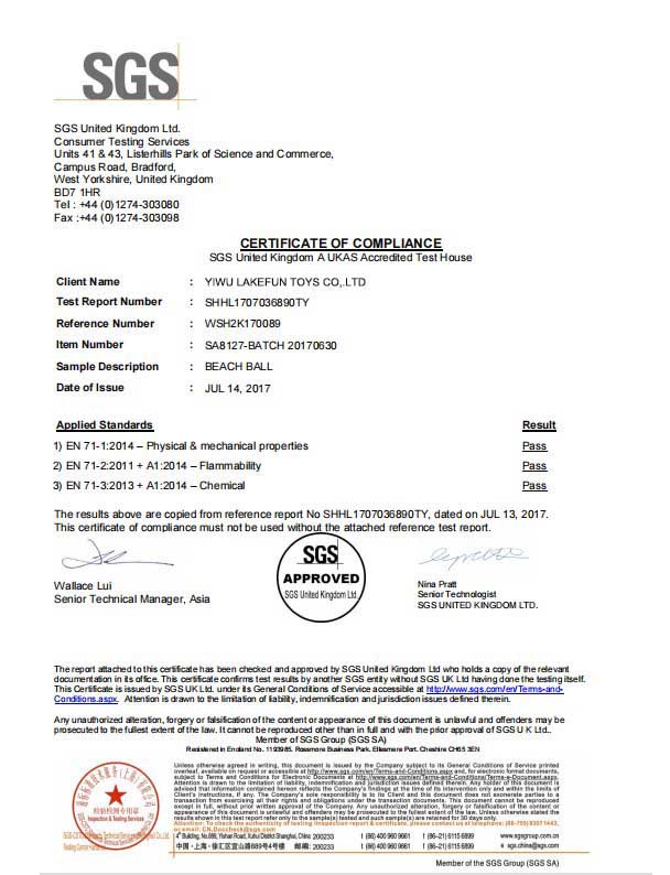 certificate of compliance SGS
