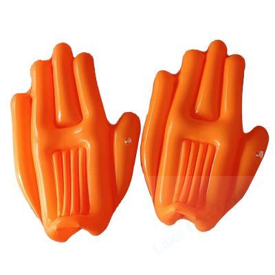 Customized logo printed inflatable giant hand for cheering orange color