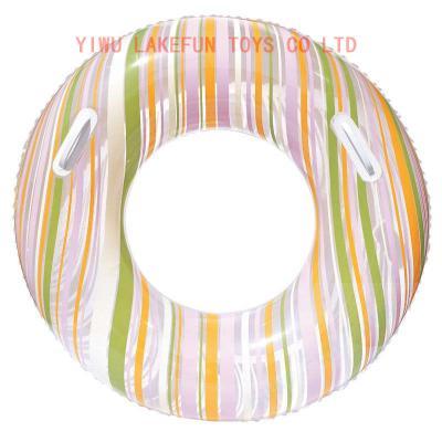 Customized stripes swimming tube rings with handles for Beach and pool