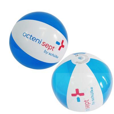 Customized transparent blue beach balls wholesale logo branded 12 inch