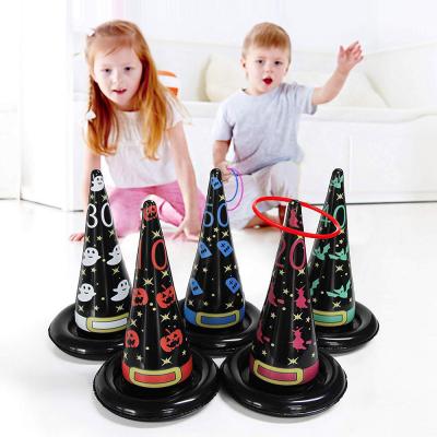 Halloween Inflatable Witch Hat Ring Toss Game Set with 10 Plastic Ring Toss fast delivery