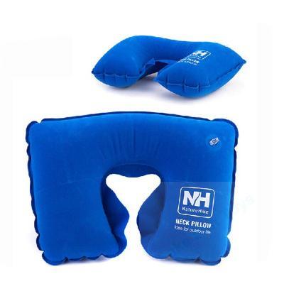 customized logo branded inflatable neck pillow navy Blue color China factory